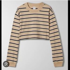 Aritzia TNA Ryer Striped Cropped Top 100% Cotton
